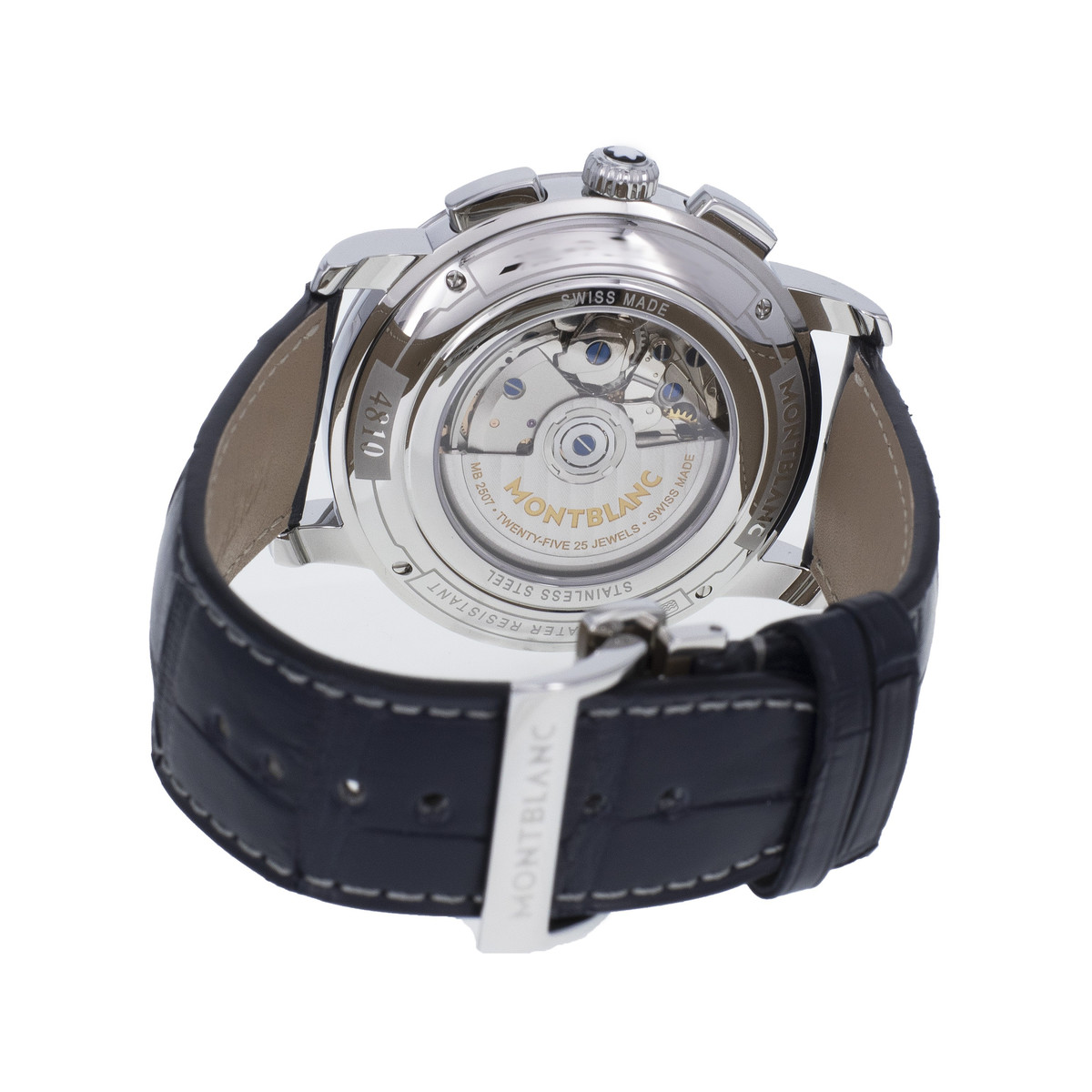 Montre d'occasion MONT BLANC 4810 Chronograph Automatic homme automatique bracelet cuir d'origine - vue 3