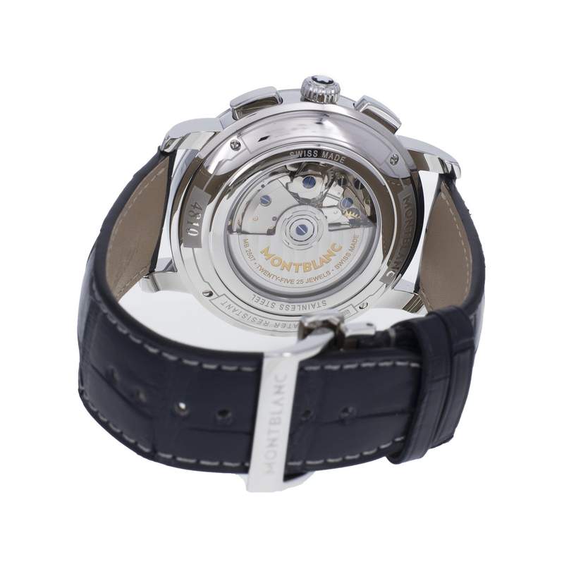 Montre d'occasion MONT BLANC 4810 Chronograph Automatic homme automatique bracelet cuir d'origine - vue 3