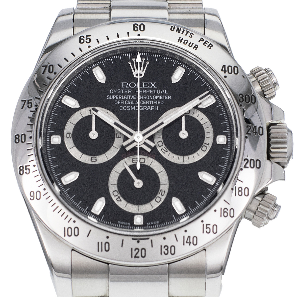 Montre d'occasion ROLEX Cosmograph Daytona homme mouvement automatique certifié (cosc) bracelet acier - vue D1
