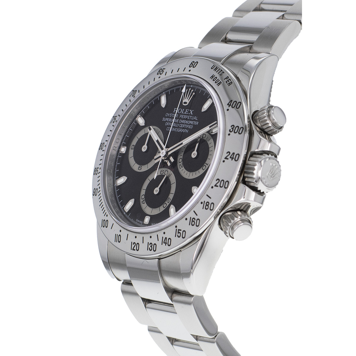 Montre d'occasion ROLEX Cosmograph Daytona homme mouvement automatique certifié (cosc) bracelet acier - vue D2