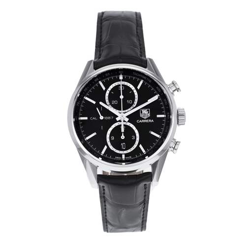 Montre d'occasion TAG HEUER Carrera Calibre 1887 homme automatique bracelet cuir d'origine