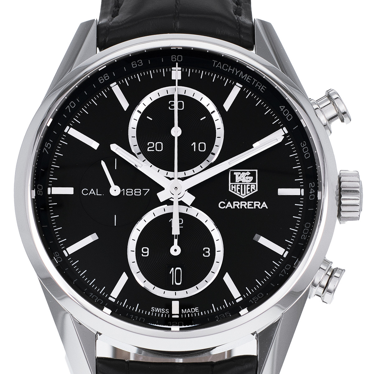 Montre d'occasion TAG HEUER Carrera Calibre 1887 homme automatique bracelet cuir d'origine - vue D1