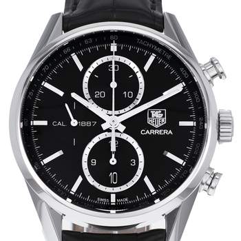 Montre d'occasion TAG HEUER Carrera Calibre 1887 homme automatique bracelet cuir d'origine