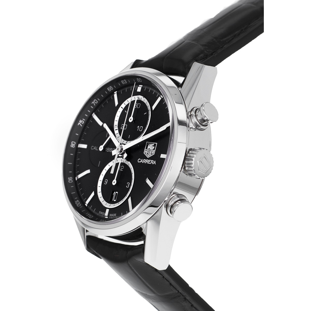 Montre d'occasion TAG HEUER Carrera Calibre 1887 homme automatique bracelet cuir d'origine - vue D2