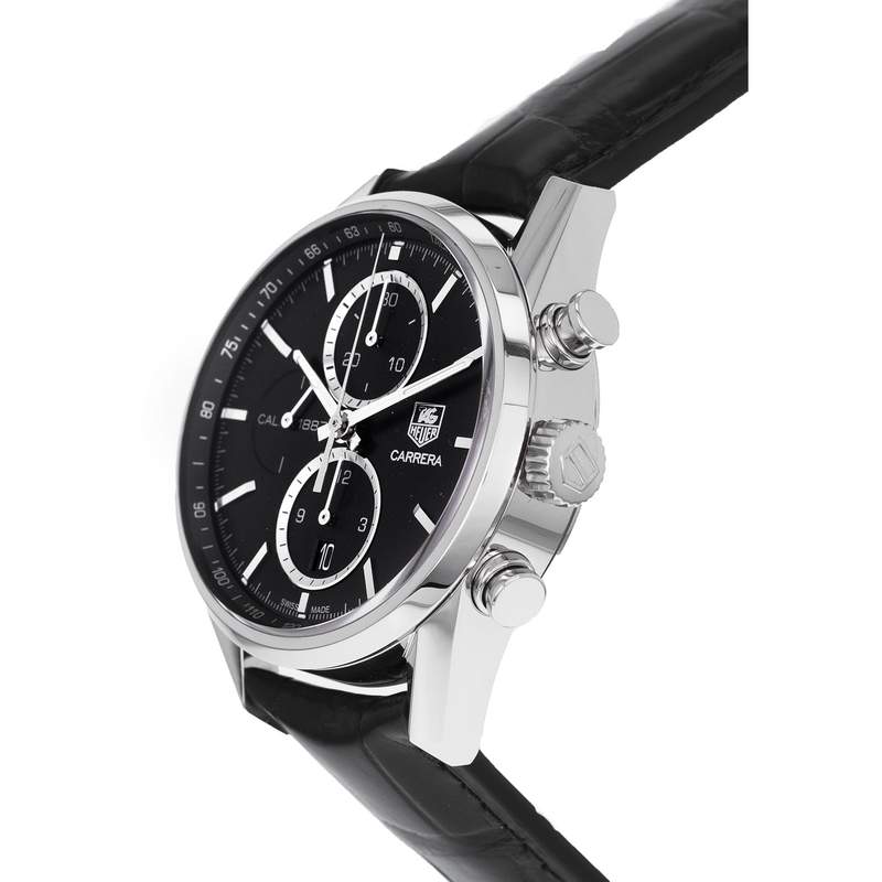 Montre d'occasion TAG HEUER Carrera Calibre 1887 homme automatique bracelet cuir d'origine - vue D2