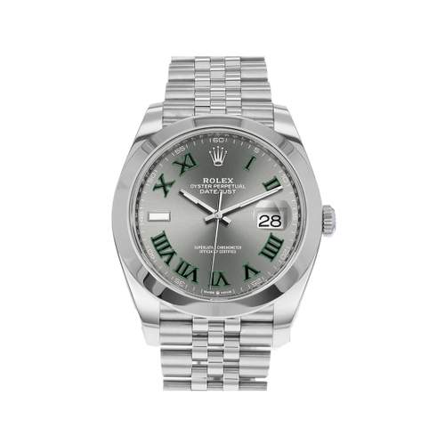 Tweedehands ROLEX DateJust Wimbledon herenhorloge met gecertificeerd automatisch uurwerk (COSC) en stalen armband