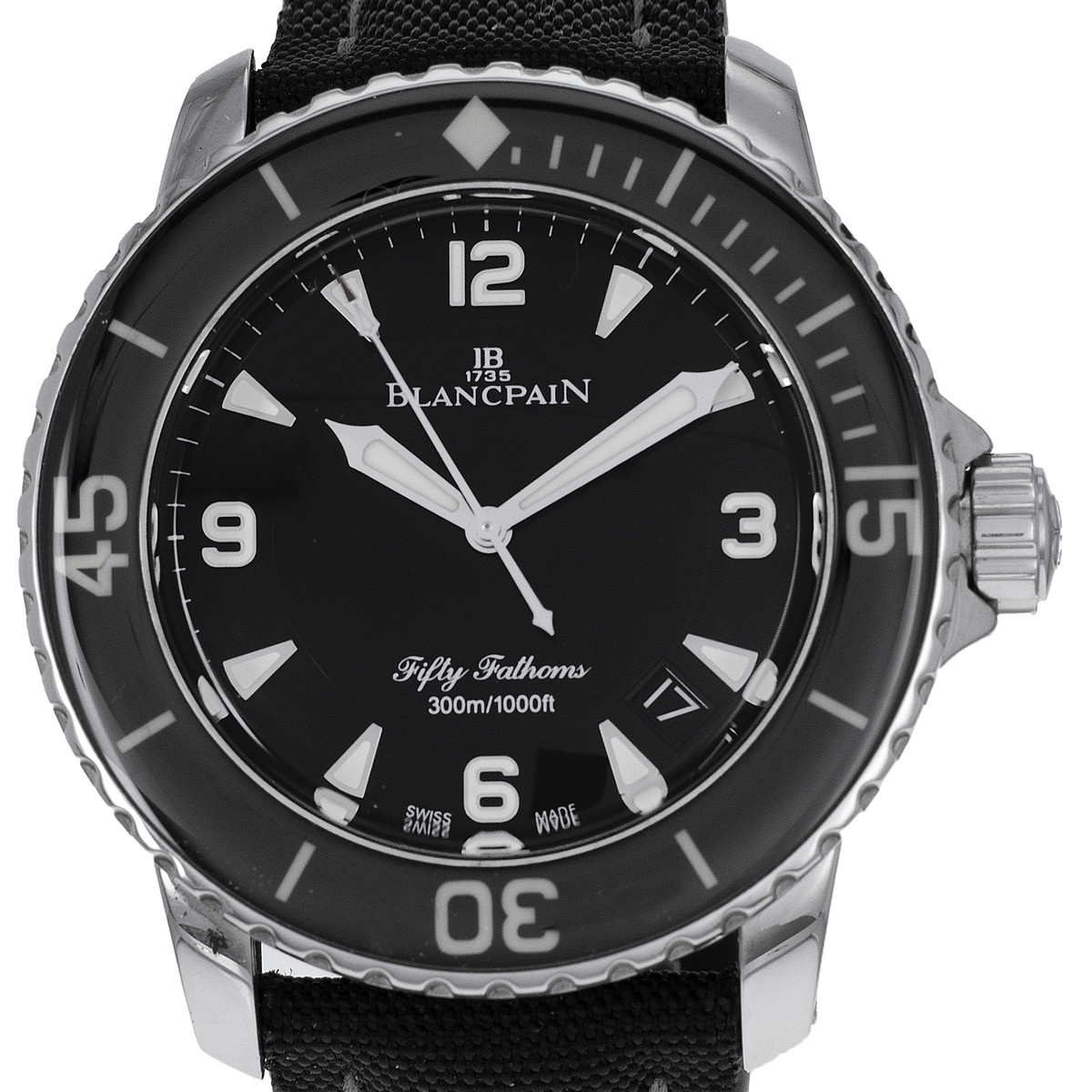 Montre d'occasion BLANCPAIN Fifty Fathoms homme automatique bracelet cuir cresus - vue D1