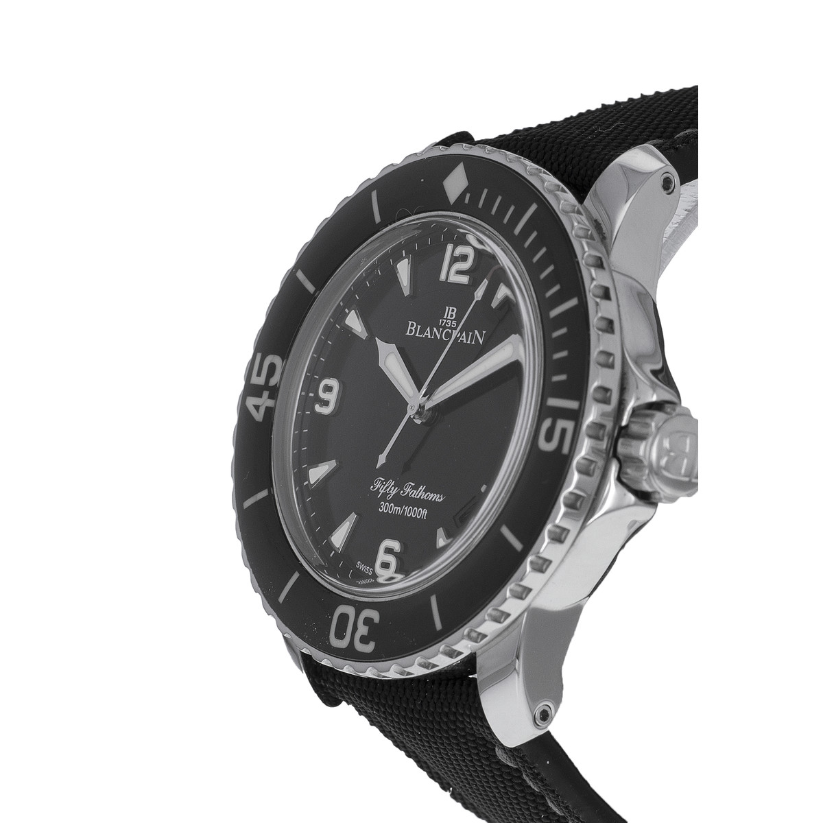Montre d'occasion BLANCPAIN Fifty Fathoms homme automatique bracelet cuir cresus - vue D2