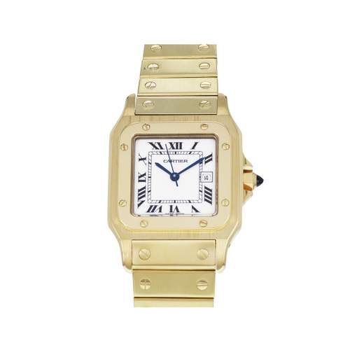Pre-owned CARTIER Santos Galbée Unisex Automatic Watch with 750/000 Yellow Gold Bracelet