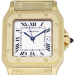 Montre d'occasion CARTIER Santos Galbée mixte automatique bracelet or jaune 750/000 - vue D1
