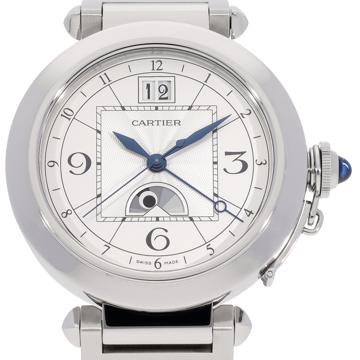 Montre d'occasion CARTIER Pasha Grande Date Phase de Lune homme automatique bracelet acier - vue D1