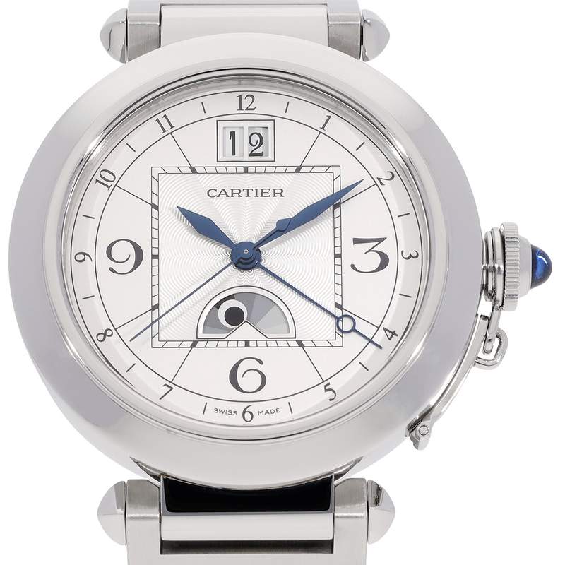 Montre d'occasion CARTIER Pasha Grande Date Phase de Lune homme automatique bracelet acier - vue D1