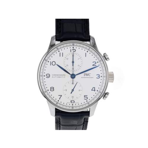 Montre d'occasion IWC Portugaise Chronographe homme automatique bracelet cuir d'origine