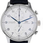 Montre d'occasion IWC Portugaise Chronographe homme automatique bracelet cuir d'origine - vue D1
