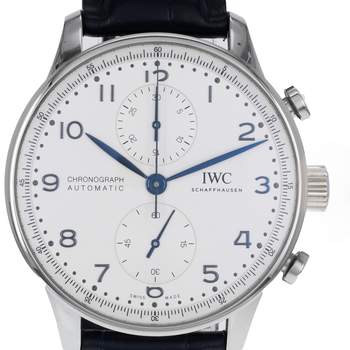 Montre d'occasion IWC Portugaise Chronographe homme automatique bracelet cuir d'origine