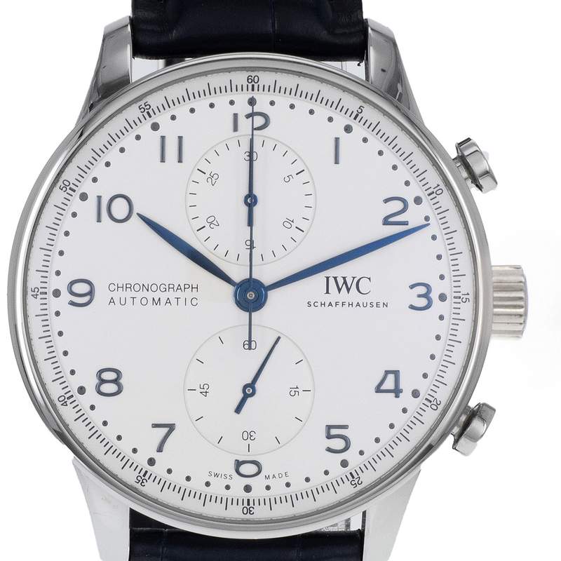 Montre d'occasion IWC Portugaise Chronographe homme automatique bracelet cuir d'origine - vue D1