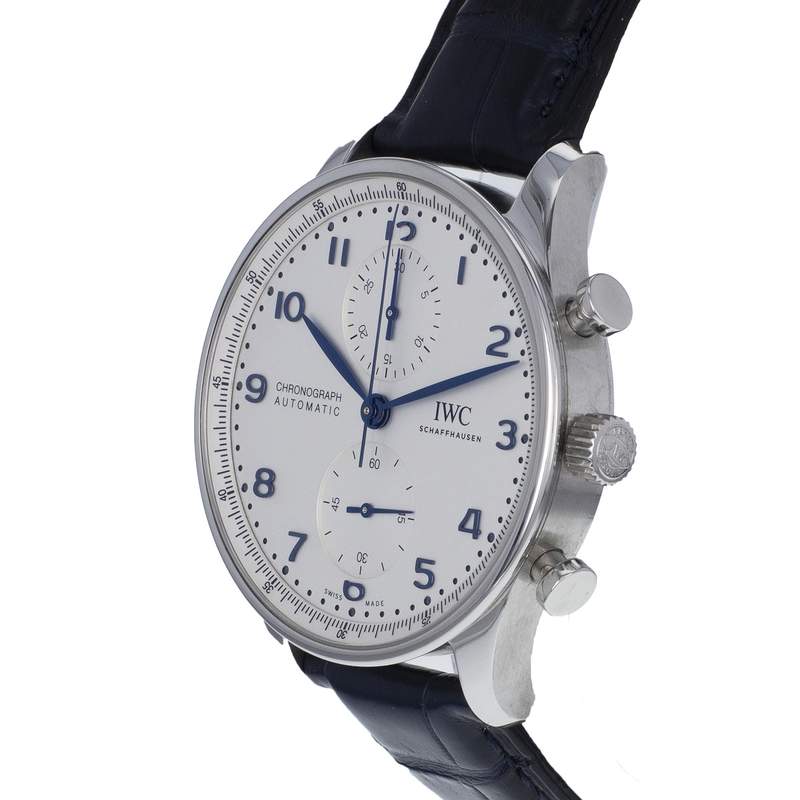 Montre d'occasion IWC Portugaise Chronographe homme automatique bracelet cuir d'origine - vue D2