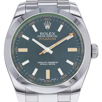 Montre d'occasion ROLEX Milgauss GV homme mouvement automatique certifié (cosc) bracelet acier