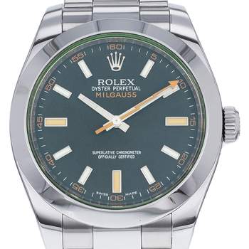 Montre d'occasion ROLEX Milgauss GV homme mouvement automatique certifié (cosc) bracelet acier