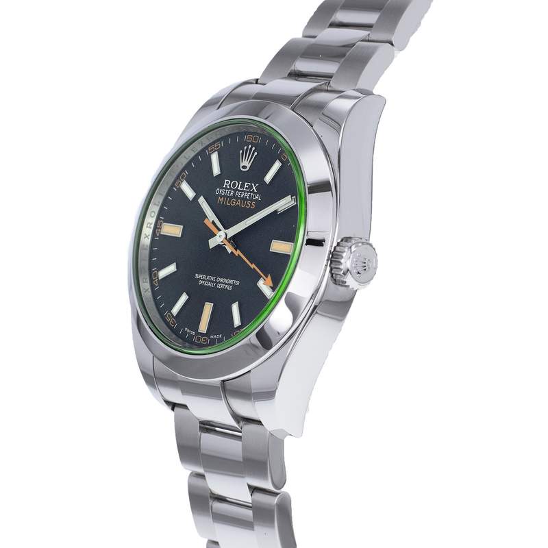Montre d'occasion ROLEX Milgauss GV homme mouvement automatique certifié (cosc) bracelet acier - vue D2