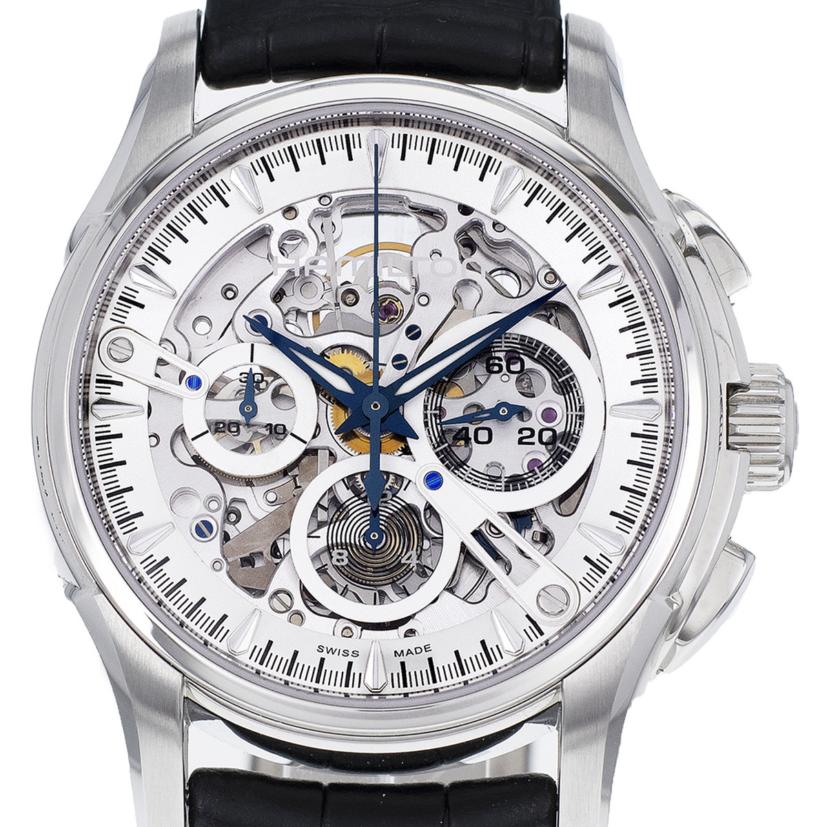Montre d'occasion HAMILTON Jazzmaster SKELETON homme automatique bracelet cuir d'origine - vue D1