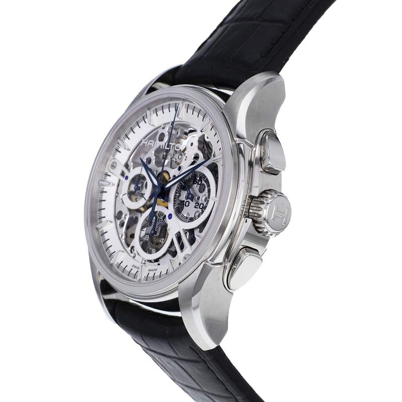 Montre d'occasion HAMILTON Jazzmaster SKELETON homme automatique bracelet cuir d'origine - vue D2