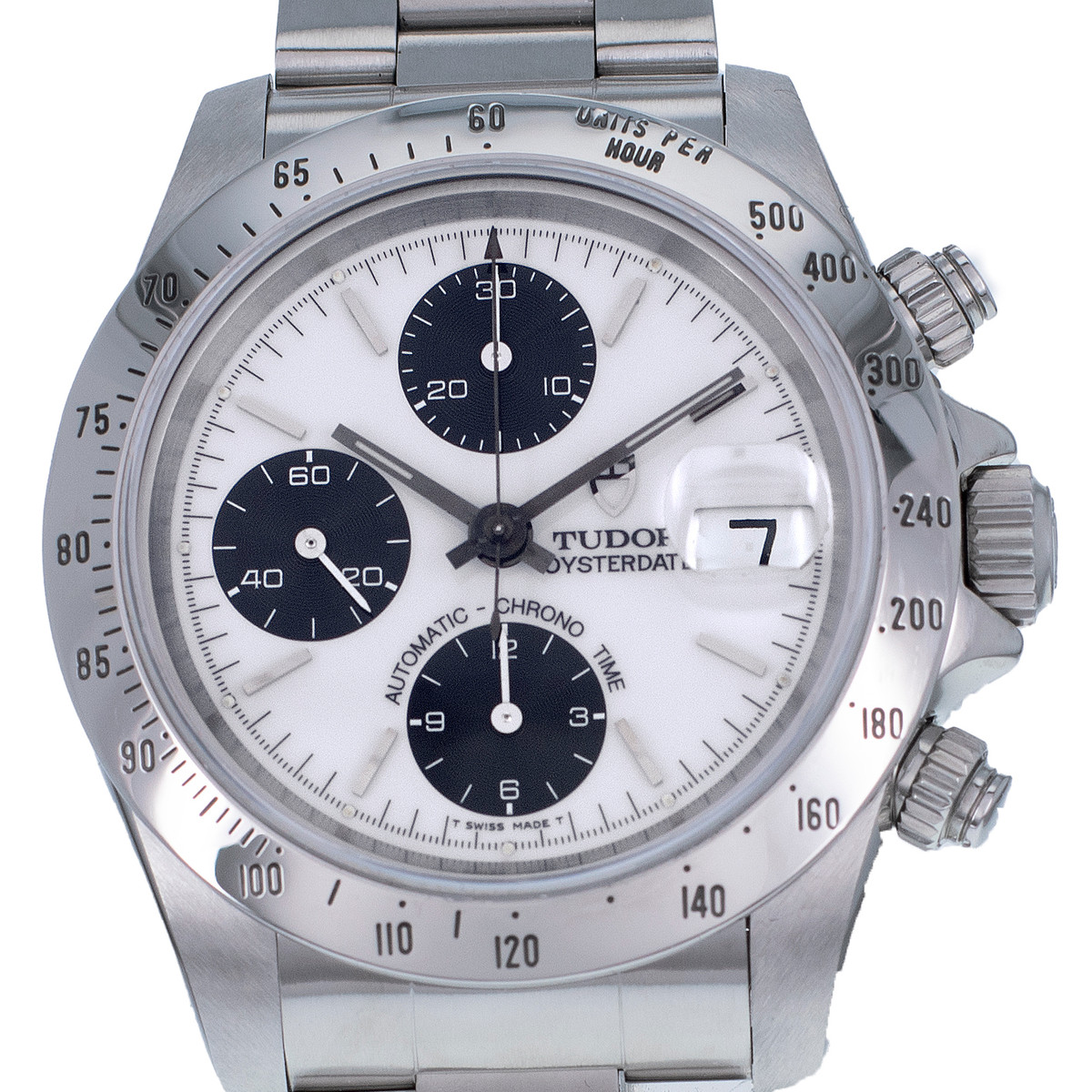 Montre d'occasion TUDOR Prince Date Chronograph homme automatique bracelet acier - vue D1