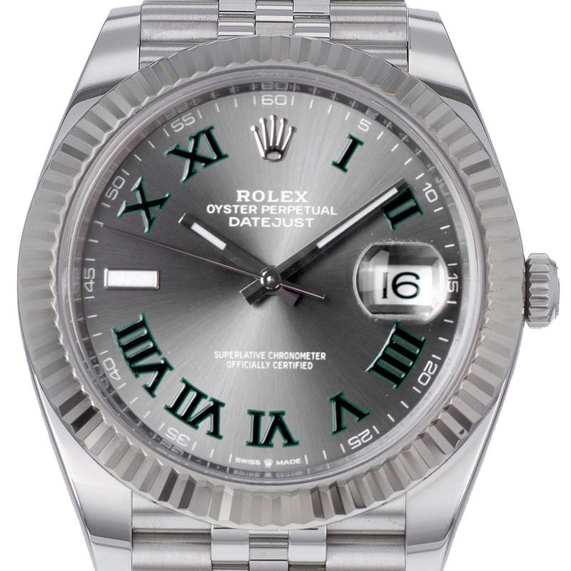 Montre d'occasion ROLEX DateJust Wimbledon homme mouvement automatique certifié (cosc) bracelet acier - vue D1