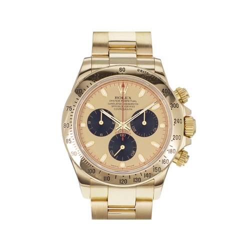 Montre d'occasion ROLEX Cosmograph Daytona homme mouvement automatique certifié (cosc) bracelet or jaune 750/000