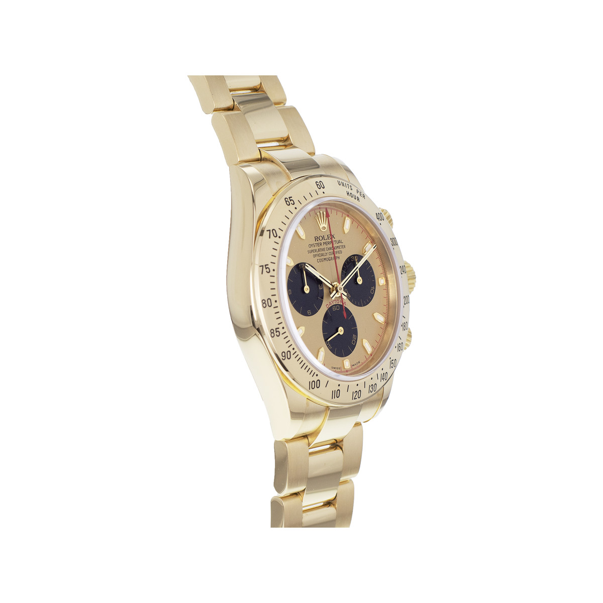Montre d'occasion ROLEX Cosmograph Daytona homme mouvement automatique certifié (cosc) bracelet or jaune 750/000 - vue 2