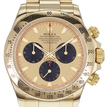 Montre d'occasion ROLEX Cosmograph Daytona homme mouvement automatique certifié (cosc) bracelet or jaune 750/000