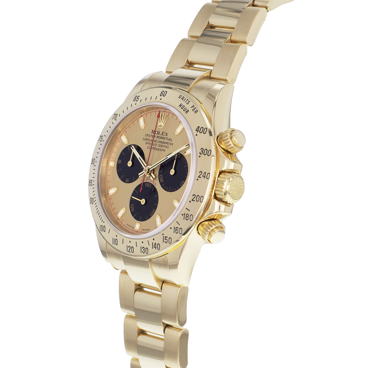 Montre d'occasion ROLEX Cosmograph Daytona homme mouvement automatique certifié (cosc) bracelet or jaune 750/000 - vue D2