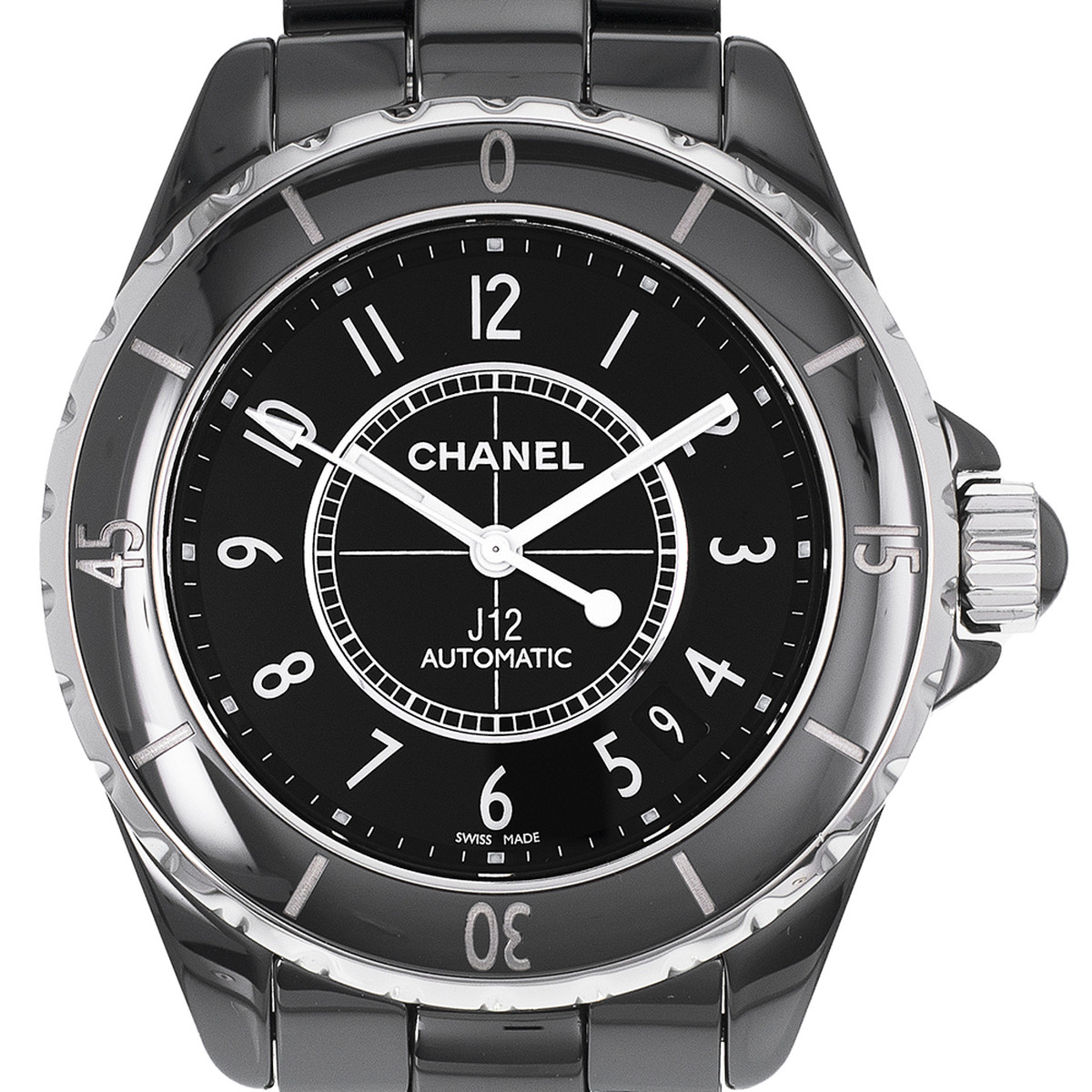 Montre d'occasion CHANEL J12 Noire mixte automatique bracelet céramique - vue D1