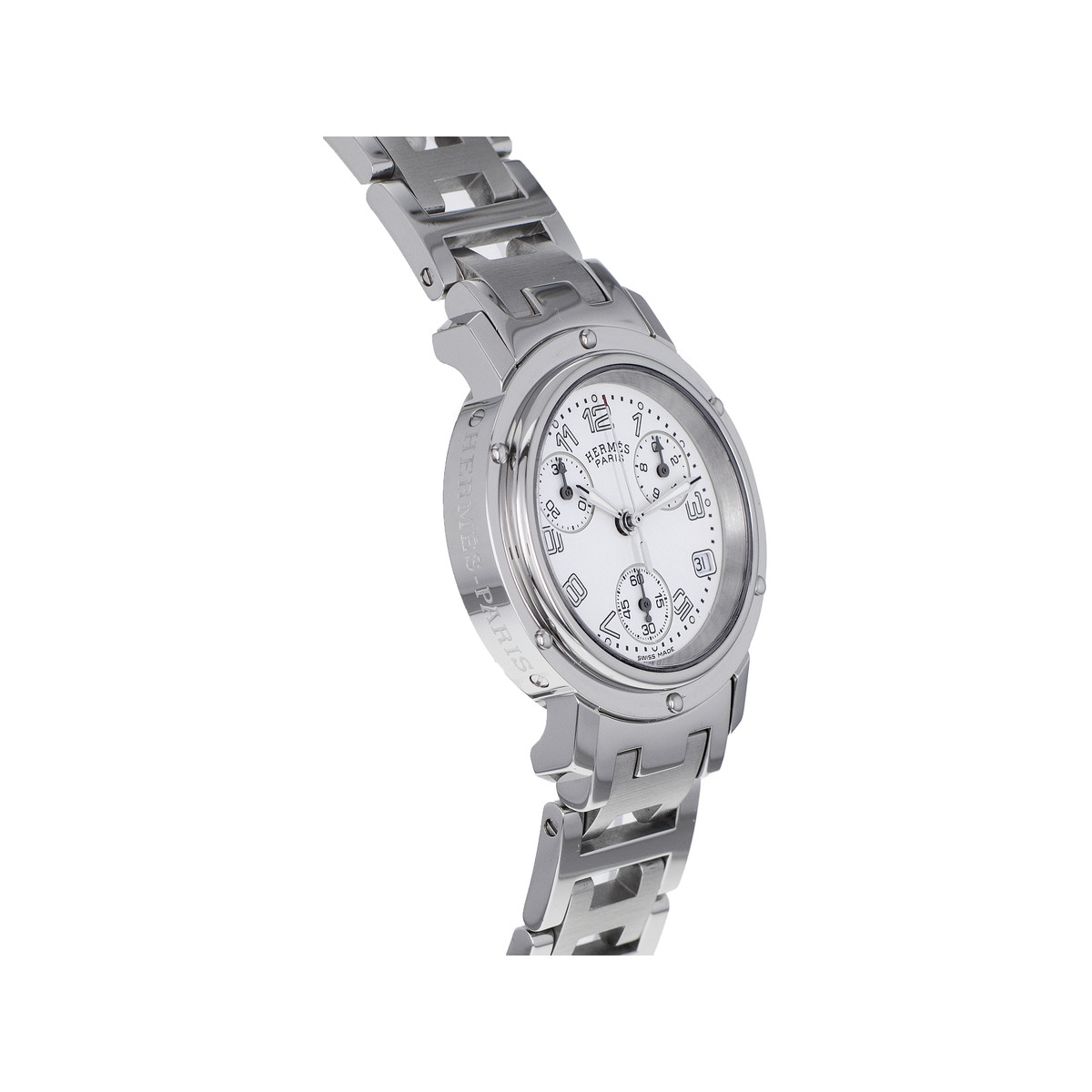 Montre d'occasion HERMES Clipper Chronographe Lady femme quartz bracelet acier - vue 2