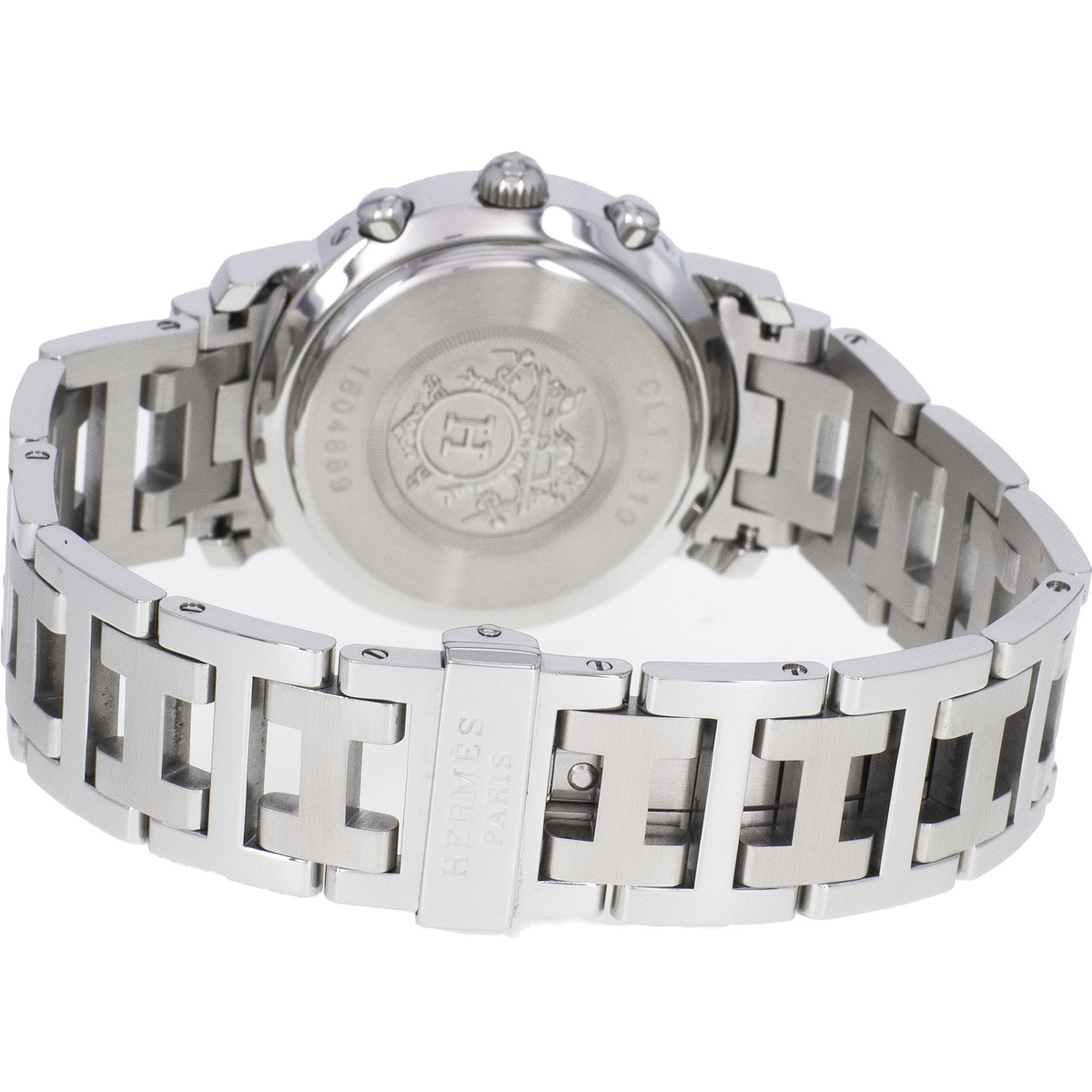 Montre d'occasion HERMES Clipper Chronographe Lady femme quartz bracelet acier - vue 3