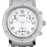 Montre d'occasion HERMES Clipper Chronographe Lady femme quartz bracelet acier - vue D1