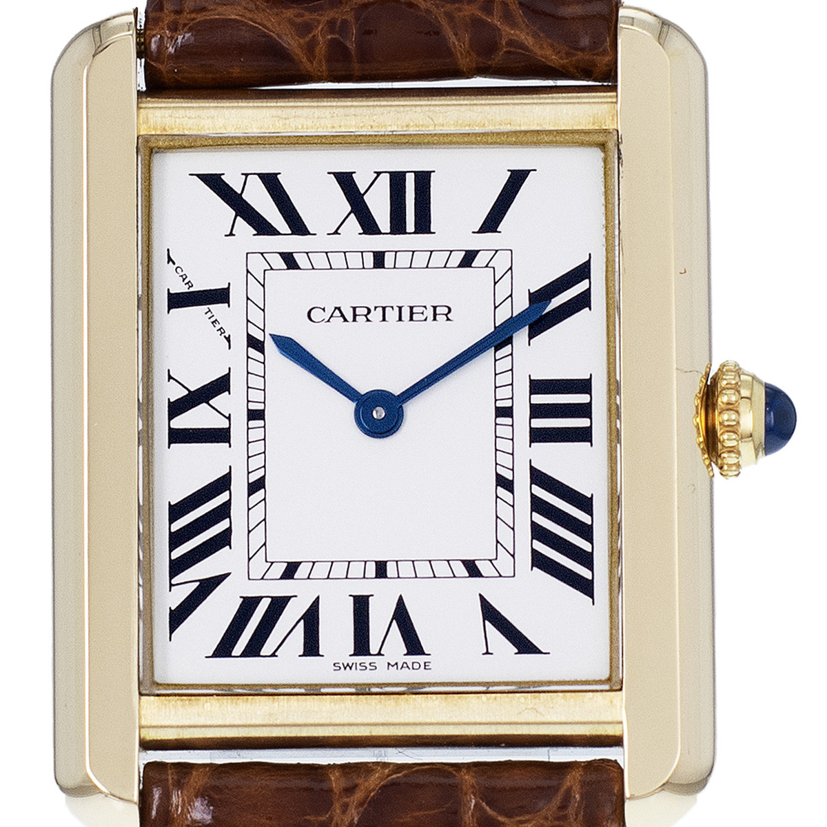 Montre d'occasion CARTIER Tank Solo femme quartz bracelet cuir d'origine - vue D1
