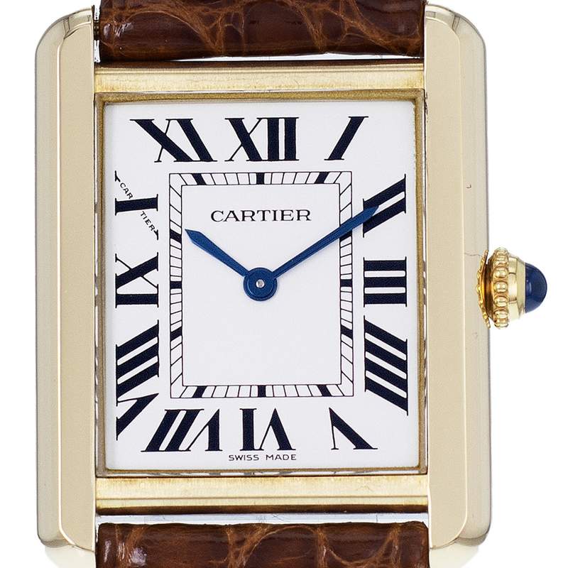 Montre d'occasion CARTIER Tank Solo femme quartz bracelet cuir d'origine - vue D1
