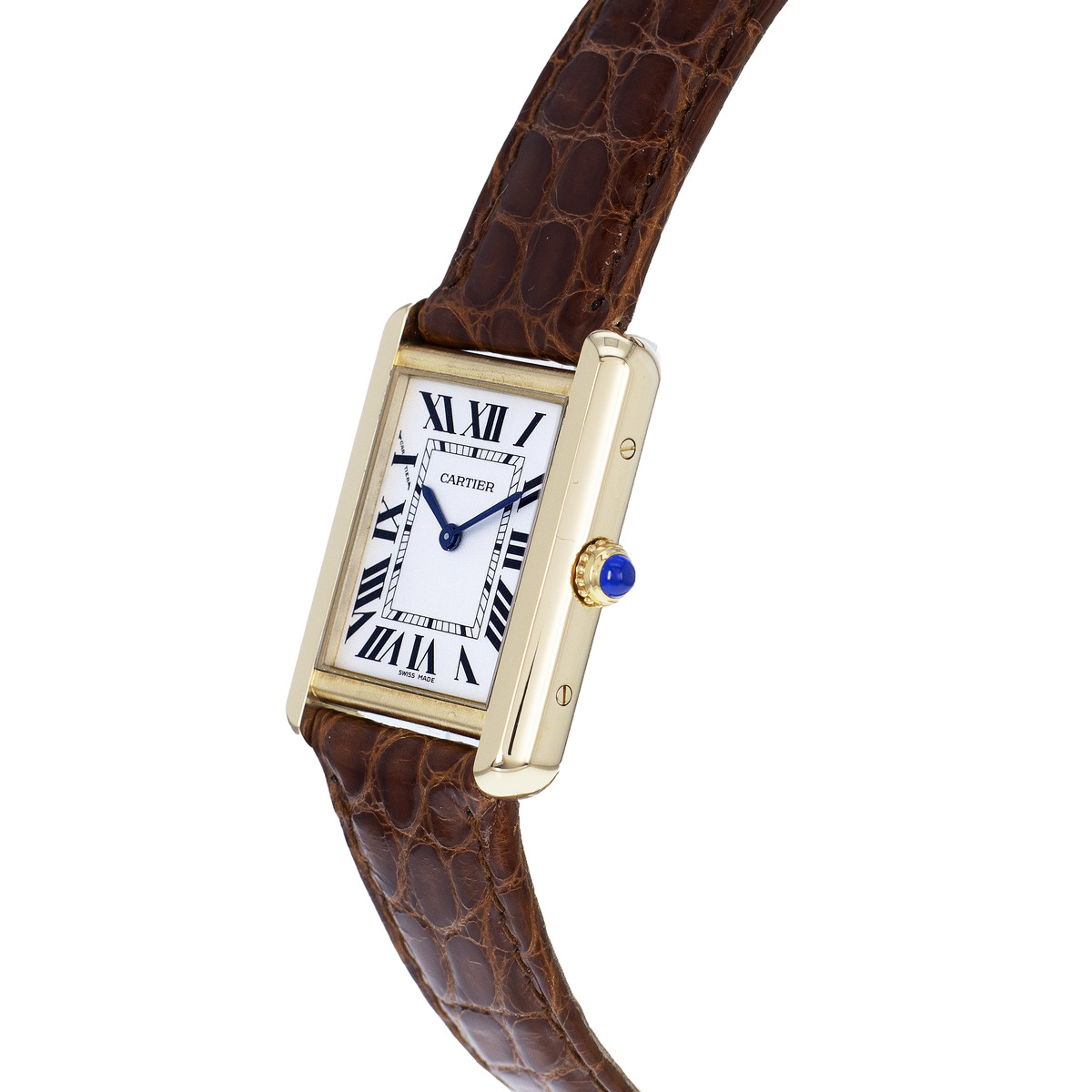 Montre d'occasion CARTIER Tank Solo femme quartz bracelet cuir d'origine - vue D2