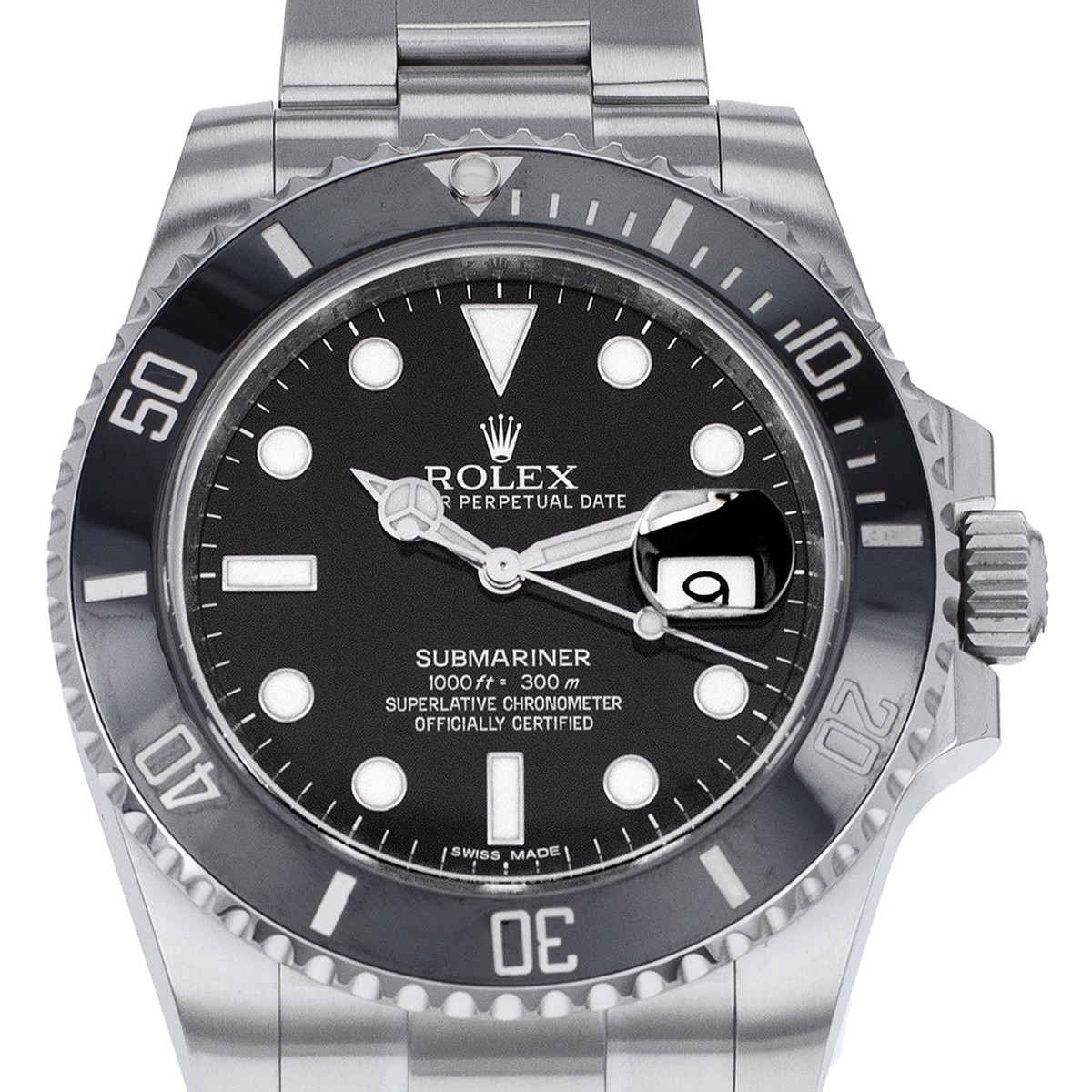 Montre d'occasion ROLEX Submariner Date homme mouvement automatique certifié (cosc) bracelet acier - vue D1