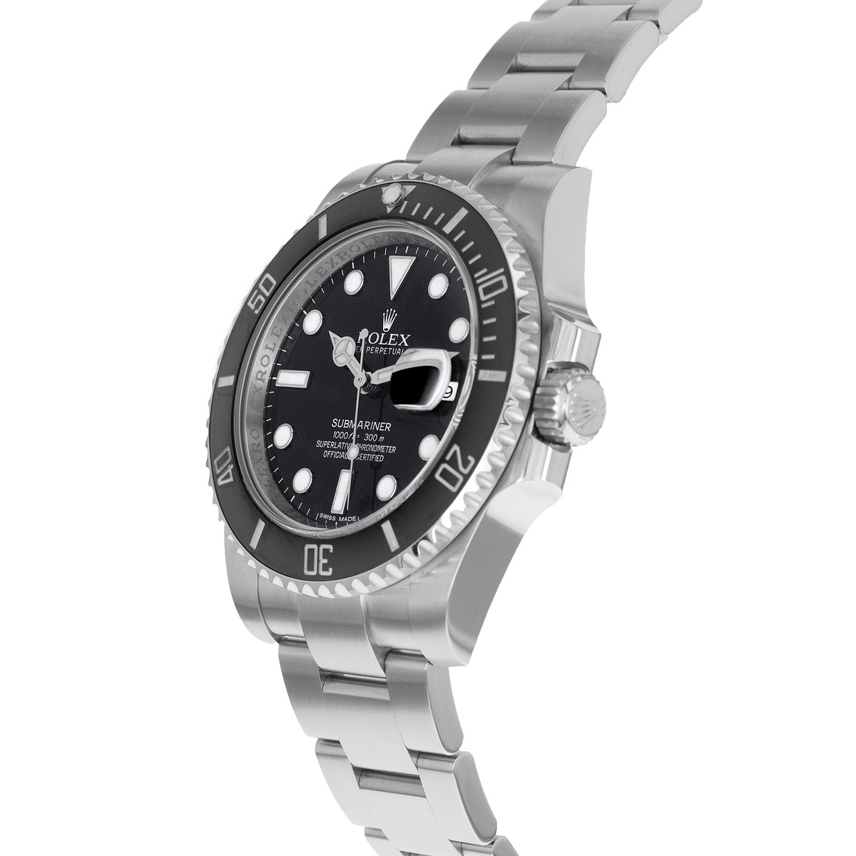 Montre d'occasion ROLEX Submariner Date homme mouvement automatique certifié (cosc) bracelet acier - vue D2