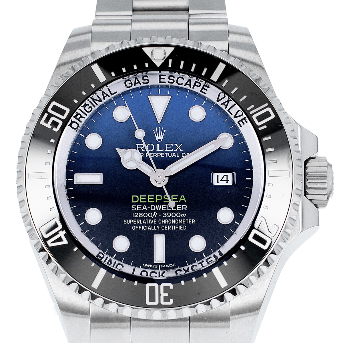 Montre d'occasion ROLEX Sea-Dweller DeepSea D-Blue homme mouvement automatique certifié (cosc) bracelet acier - vue D1