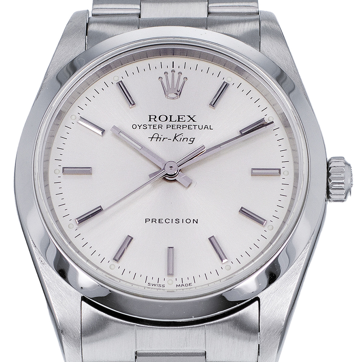 Montre d'occasion ROLEX Air King Precision mixte automatique bracelet acier - vue D1