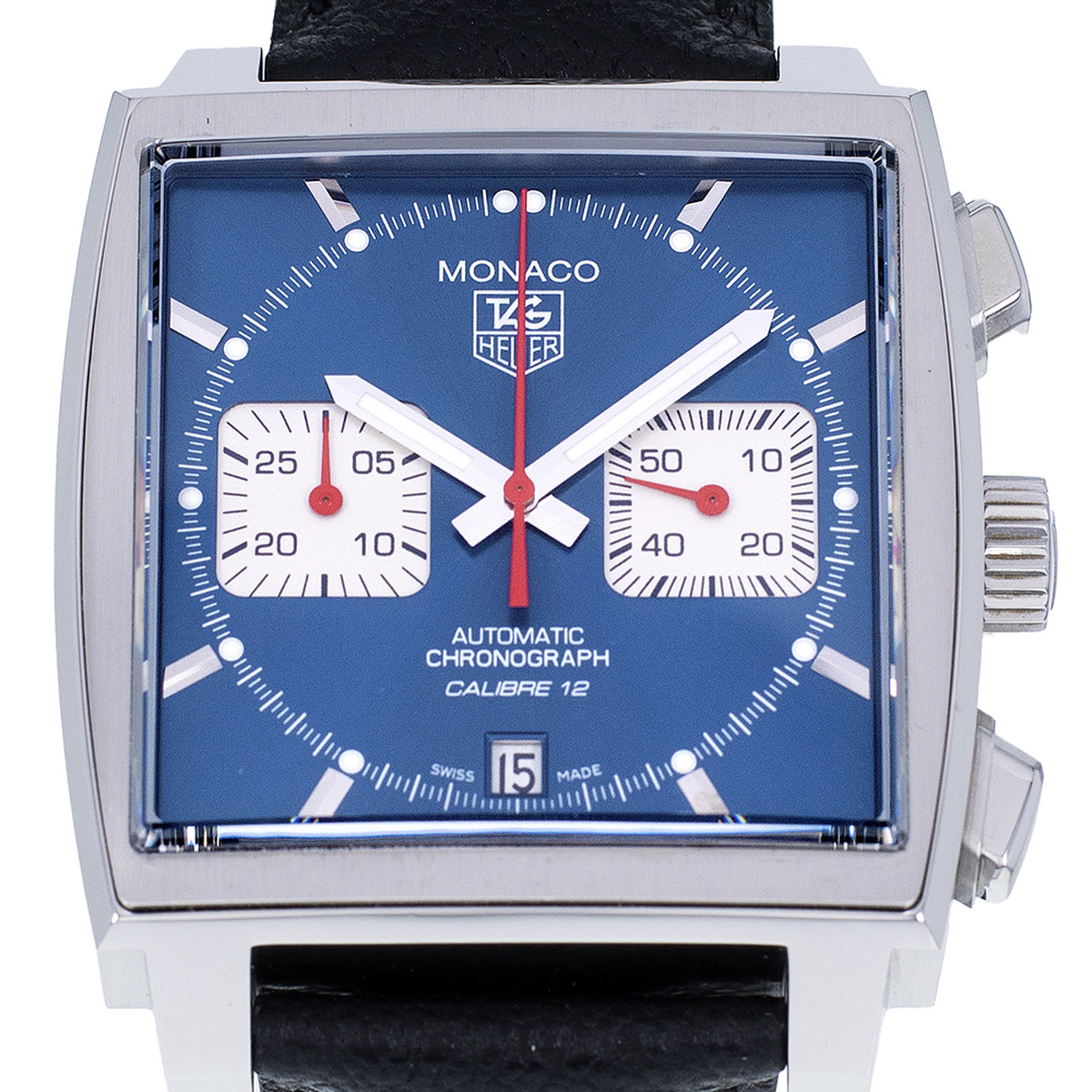Montre d'occasion TAG HEUER Monaco Steve McQueen homme automatique bracelet cuir d'origine - vue D1