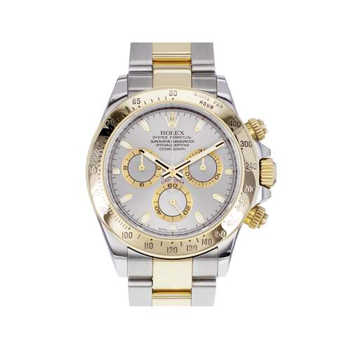Pre-owned ROLEX Cosmograph Daytona men's watch with certified automatic movement (COSC), 750/000 yellow gold and steel bracelet