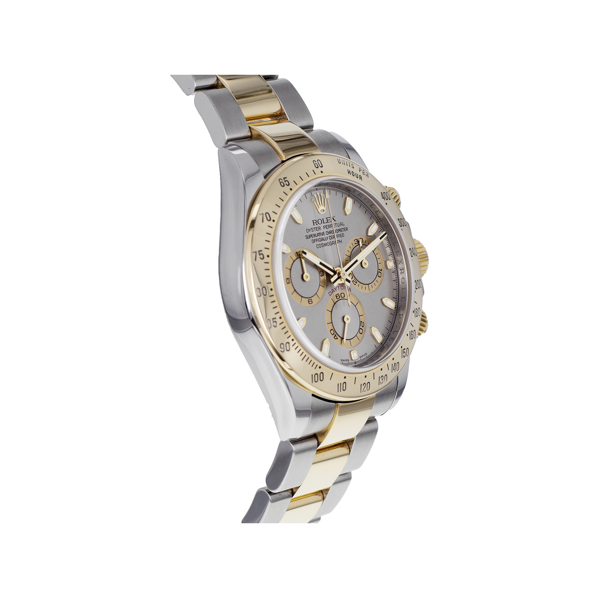 Montre d'occasion ROLEX Cosmograph Daytona homme mouvement automatique certifié (cosc) bracelet or jaune 750/000 et acier - vue 2