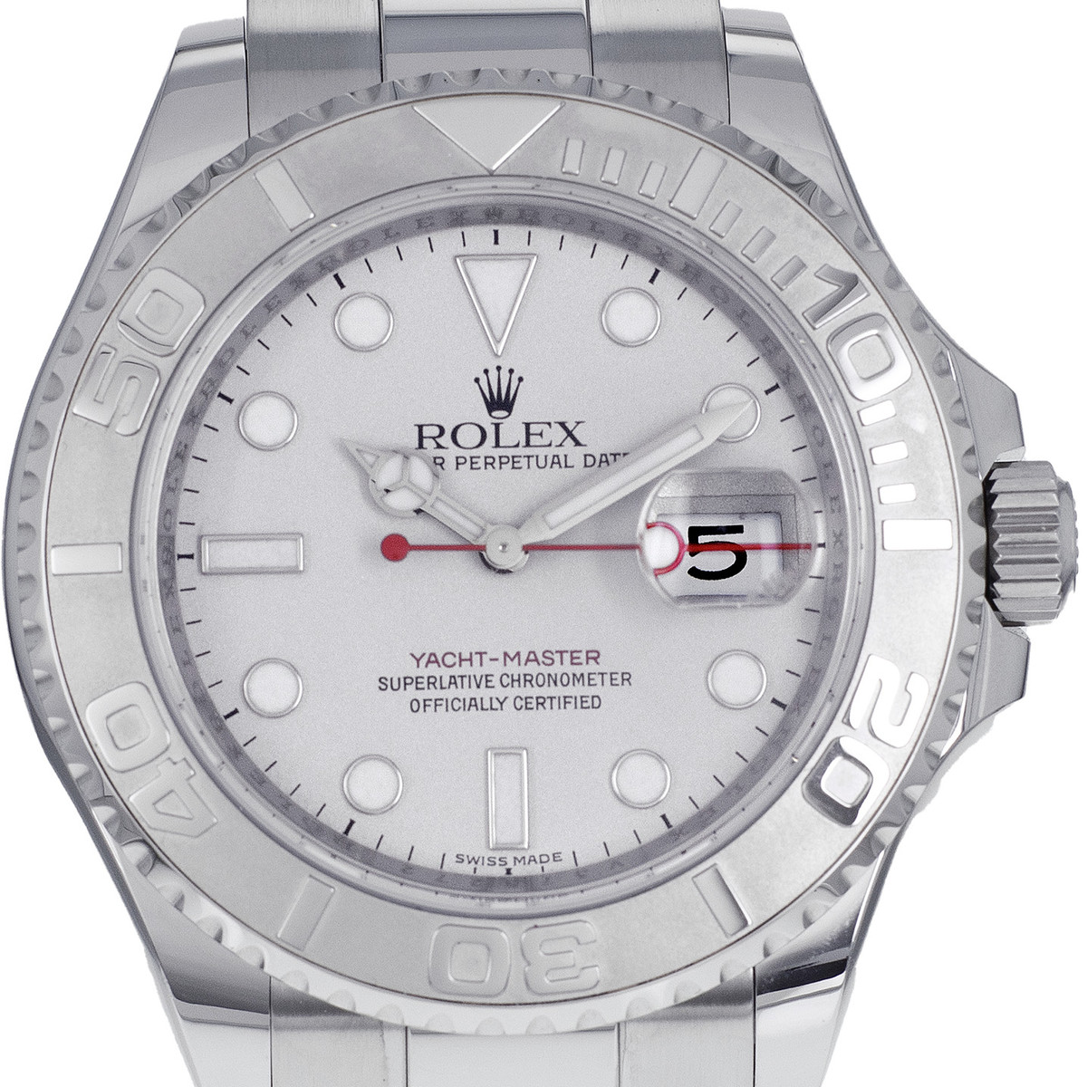 Montre d'occasion ROLEX Yacht-Master homme mouvement automatique certifié (cosc) bracelet acier - vue D1