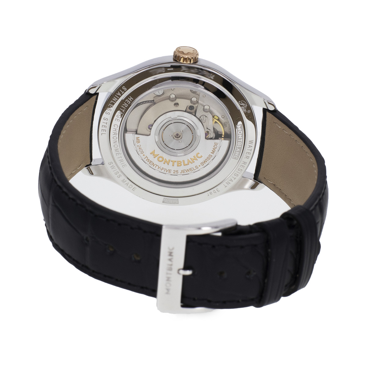 Montre d'occasion MONT BLANC Heritage Chronométrie homme automatique bracelet cuir d'origine - vue 3