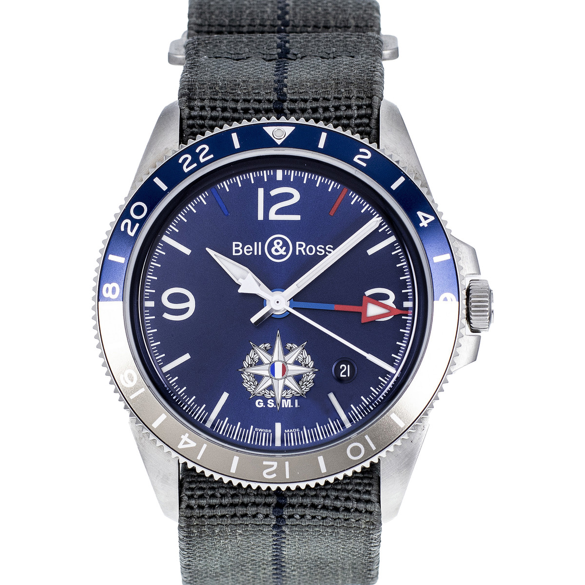 Montre d'occasion BELL & ROSS BRV2-93 GMT homme automatique bracelet nato - vue D1