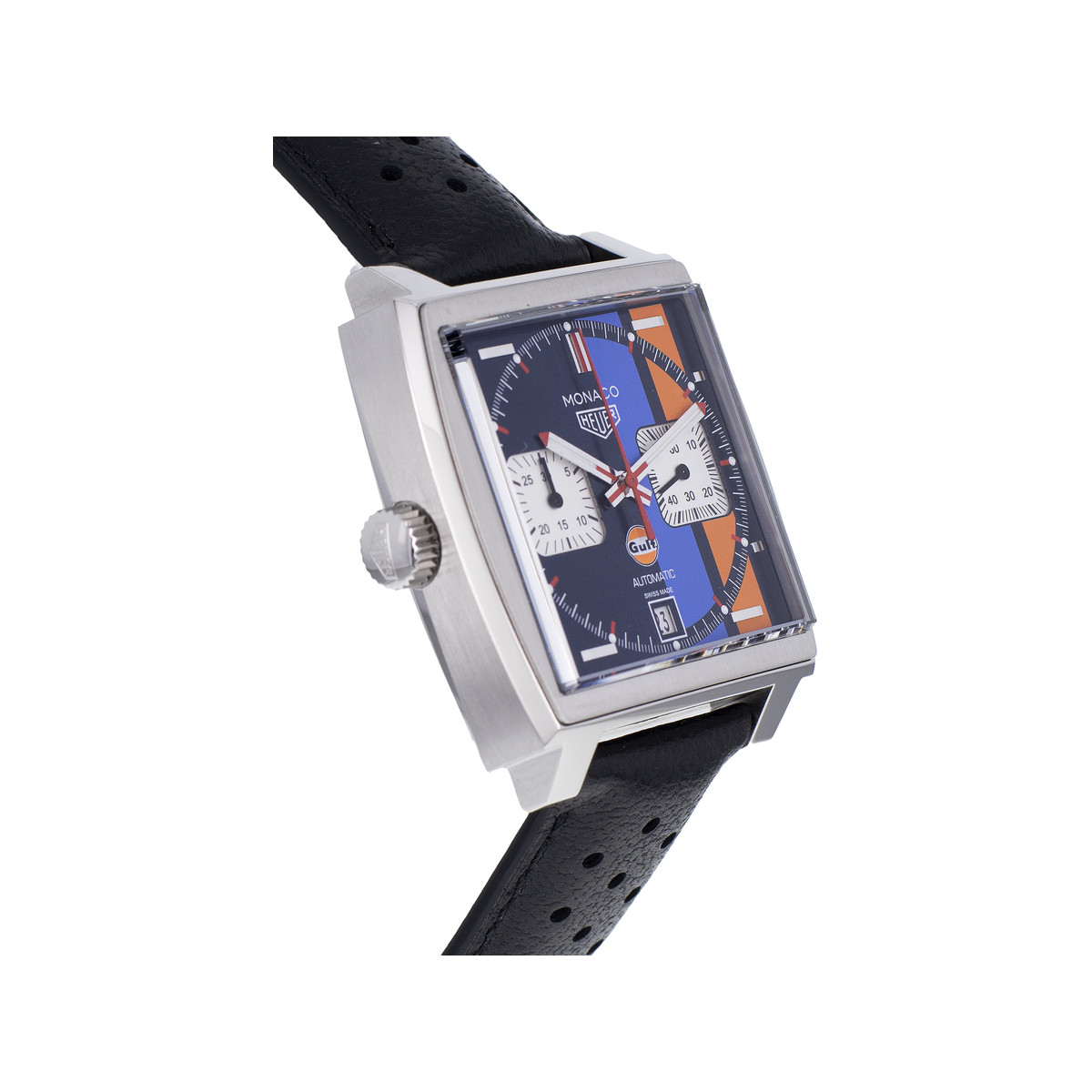 Montre d'occasion TAG HEUER Monaco Steve McQueen Gulf Limited Edition homme automatique bracelet cuir d'origine - vue 2